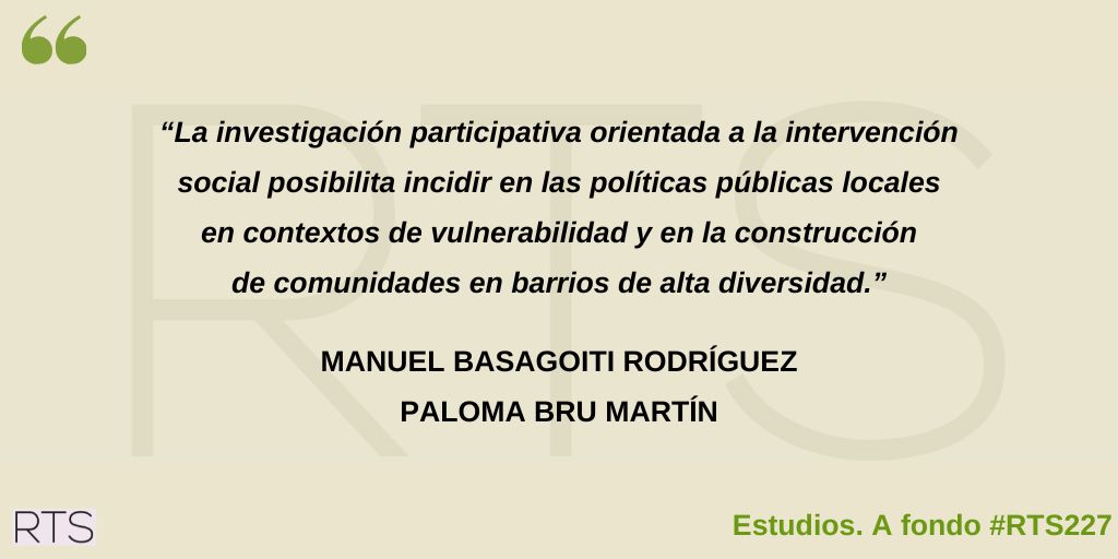 Basagoiti Rodríguez, M. y Bru Martin, M. (2024). Los procesos comunitarios en contextos de vulnerabilidad y diversidad. El papel de las metodologías participativas. Revista de Treball Social, 227, 13-40

#TScomunitario #vulnerabilidad #revistaRTS

revistarts.com/es/article/los…