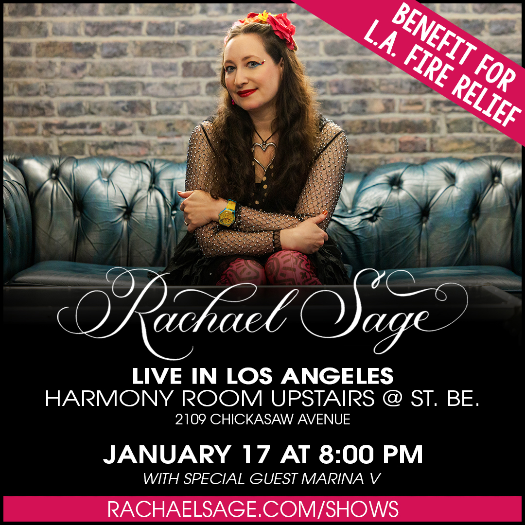 In light of the devastating wildfires occurring across Los Angeles County, I will be donating proceeds from my show at Harmony Room L.A. this Friday (Jan. 17) to local Fire Relief efforts. 

Grab your benefit tickets at harmonyroomeaglerock.org/tickets/p/rach…