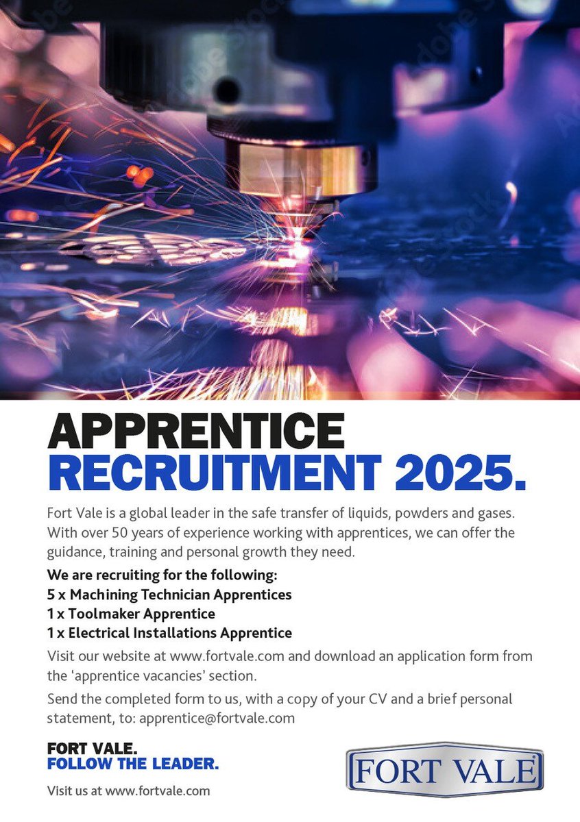 FortVale_'s tweet image. 🚀 Ready to kickstart your engineering career?
Fort Vales&apos; 2025 Engineering Apprentice Program is now open for applications.
Get hands-on experience, learn from industry leaders, and shape the future of engineering.

#FortValeApprentices #EngineeringFuture #CareerLaunch