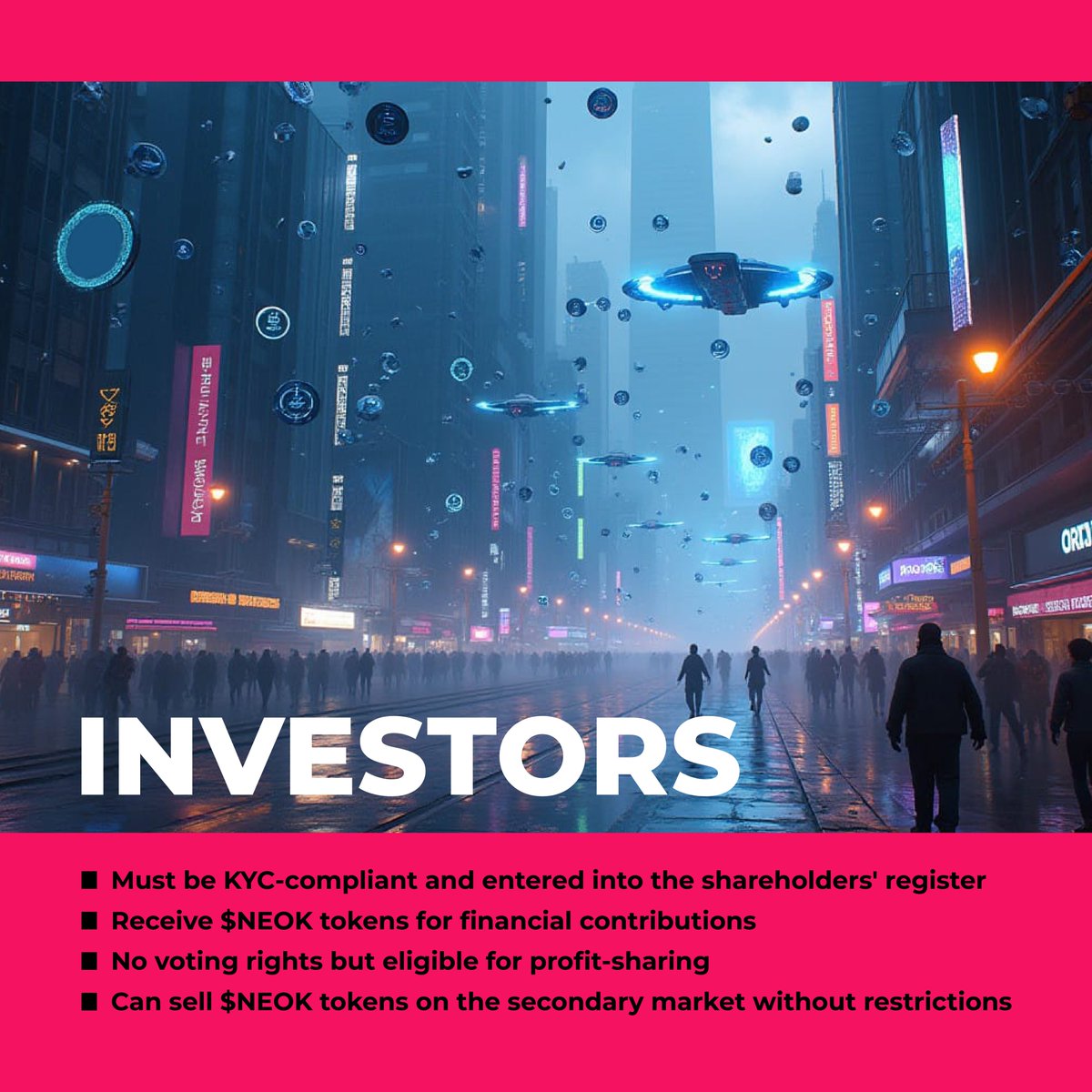 Who’s who in NEOKingdom?

Contributors = Shareholders who contribute time and effort.

Investors = Shareholders who provide financial support.

Both play vital roles but have different rights and obligations within the DAO.

Curious where you’d fit in? Let’s explore. 👇