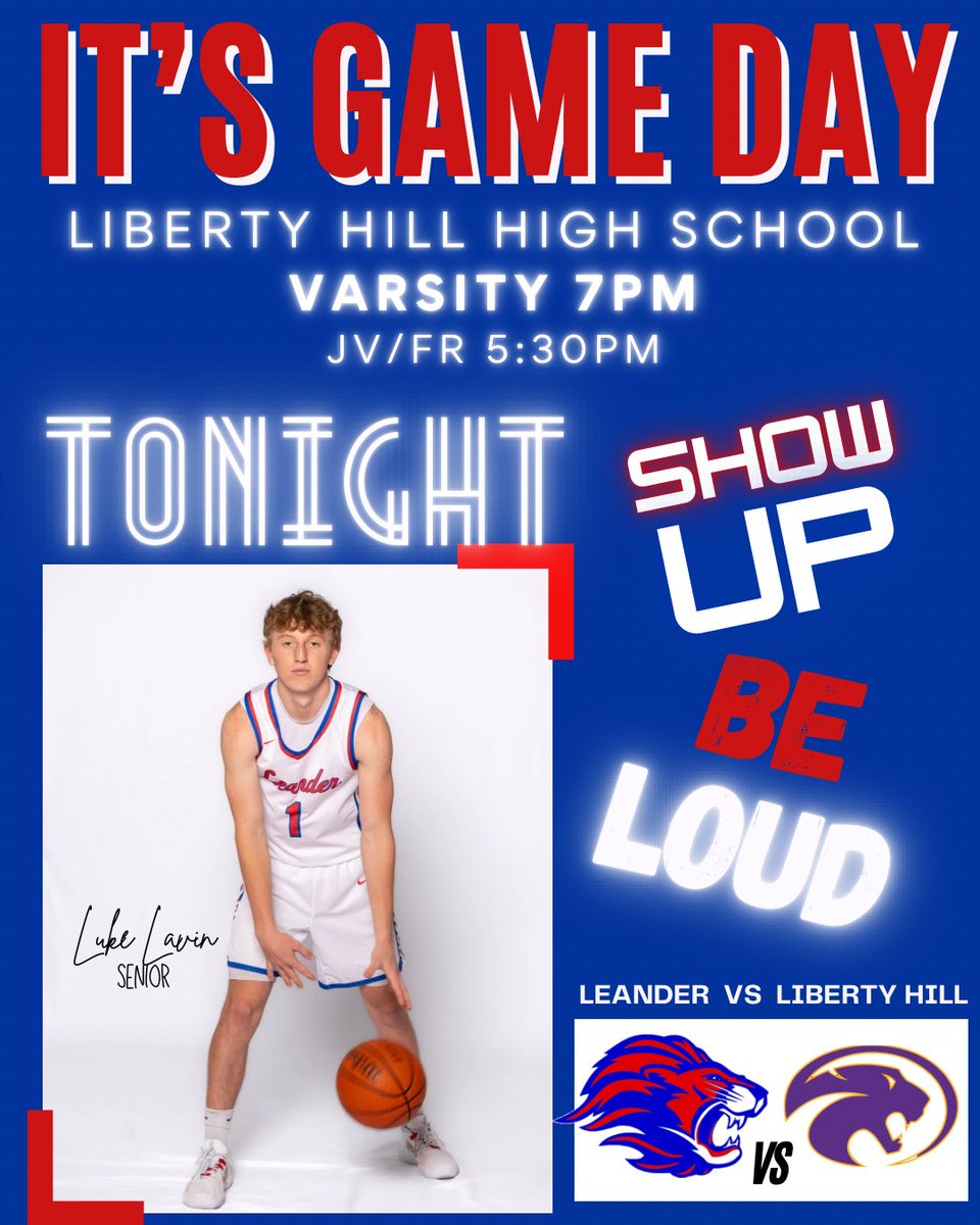 Lion Basketball (@llionhoops) on Twitter photo πππ GAME DAY!!! πππ
Lions travel to Liberty Hill today!!
<a href="/LeanderisdATH/">Leander ISD Athletics</a> <a href="/LHS_principal20/">Leander HS Principal</a> <a href="/Tabchoops/">ππΌπ½πΎππ</a> <a href="/varsity_news/">Varsity News</a> <a href="/hoopinsider/">Hoopinsider</a> <a href="/atx_hoops/">CAPITAL CITY HOOPS</a> πππ GAME DAY!!! πππ
Lions travel to Liberty Hill today!!
<a href="/LeanderisdATH/">Leander ISD Athletics</a> <a href="/LHS_principal20/">Leander HS Principal</a> <a href="/Tabchoops/">ππΌπ½πΎππ</a> <a href="/varsity_news/">Varsity News</a> <a href="/hoopinsider/">Hoopinsider</a> <a href="/atx_hoops/">CAPITAL CITY HOOPS</a>