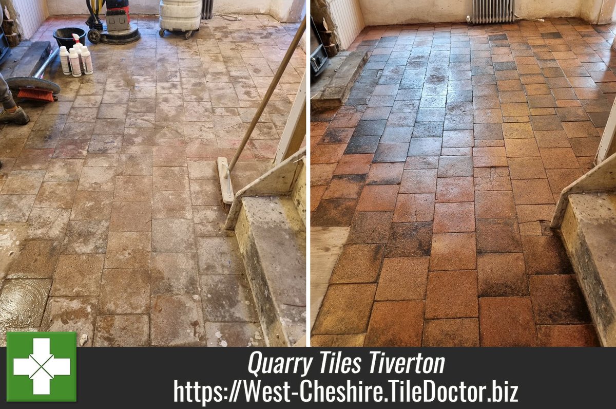 ReeseMackie's tweet photo. Neglected 200-Year-Old Quarry Tiled Floor Renovation in Tiverton - https://t.co/Sj4ksfIFEO @CheshireLamont, #quarrytile, #quarrytiles, #quarrytilefloor, #quarrytilecleaning, #periodproperty, #quarrytilesrestoration, #tiverton, #cheshire https://t.co/hpFg02Q1Ke