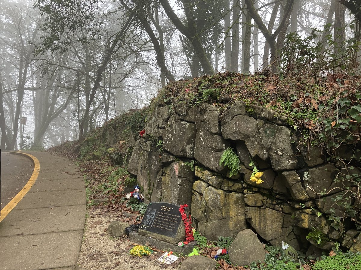 Pre’s Rock, on a foggy January morning. This May will mark the 50th anniversary of Steve Prefontaine’s death.