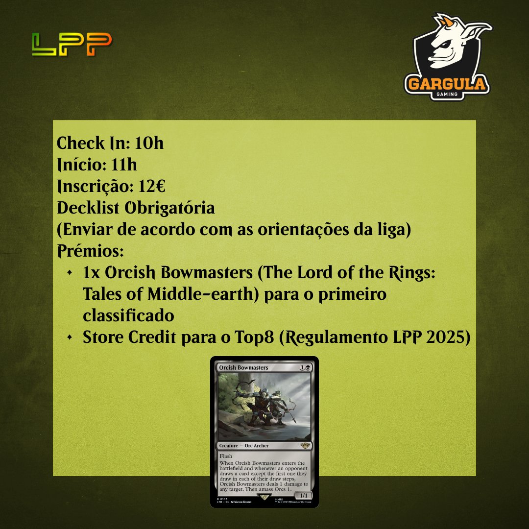 LigaPauperPT's tweet photo. Detalhes da segunda etapa a decorrer dia 25 de janeiro na Gargula Gaming. https://t.co/ZeaHwOVJos