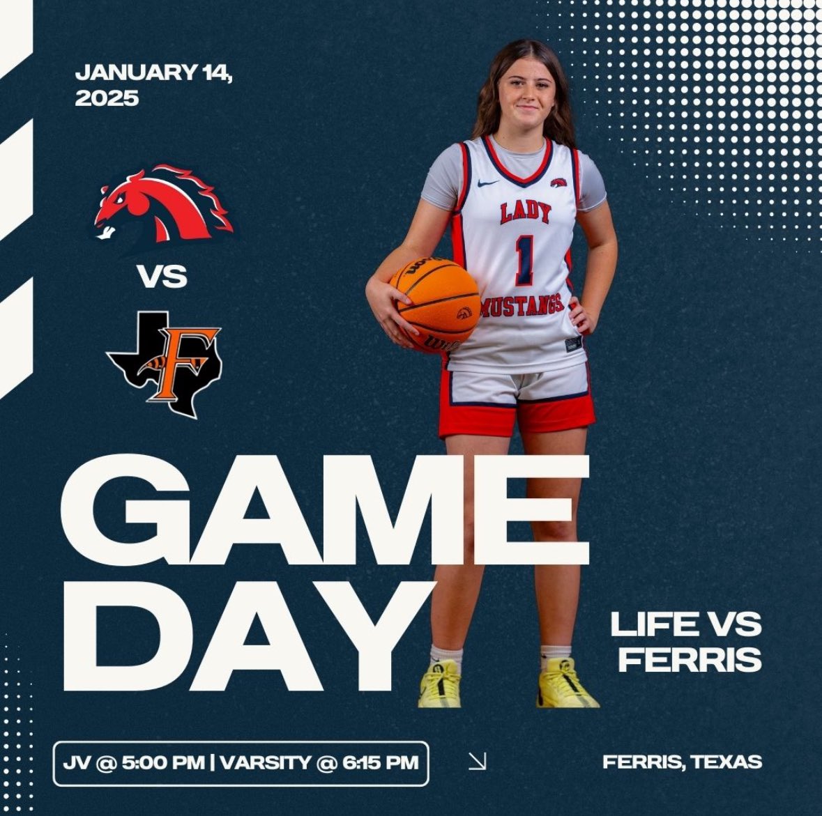 LHSWWomensHoops's tweet photo. The Lady Mustangs will start second round of District tonight against Ferris! 

JV - 5️⃣:0️⃣0️⃣pm 
Varsity - 6️⃣:1️⃣5️⃣pm 

https://t.co/ufxcLNnXwV

#playwithpassion #winwithpride #ponyup 🐴 https://t.co/i9dlm6uDul