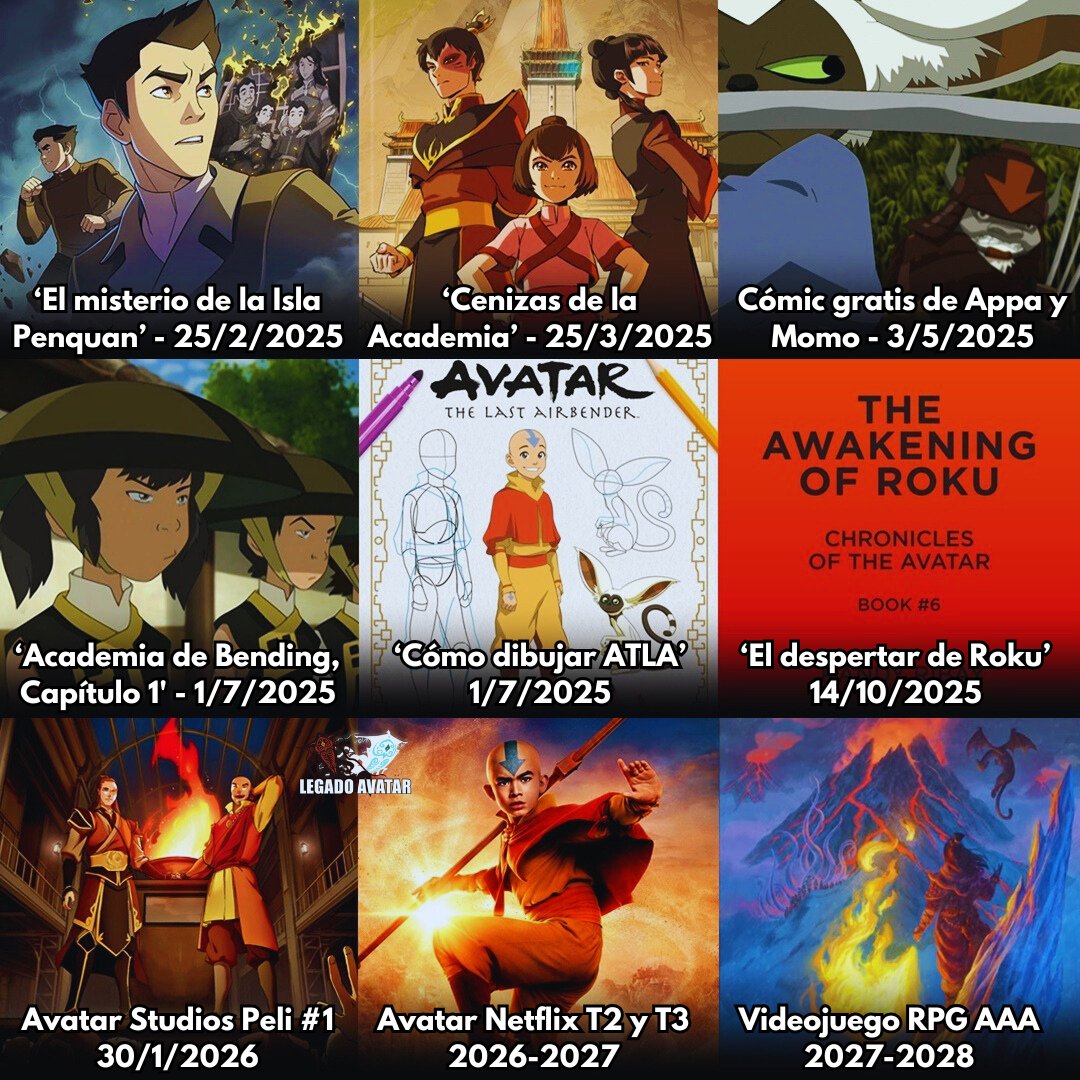 legadoavatar's tweet photo. Próximos estrenos Avatar 🗓

2025
📕25/2 #MysteryOfPenquanIsland
📕25/3 #AshesOfTheAcademy
📲 #AvatarLegendsRealmsCollide
📙3/5 FCBD Appa &amp; Momo
📗3/6 Antologías ATLA Omnibus
📗1/7 #BendingAcademy
✏️1/7 #HowToDrawATLA
📘Julio: #IAm (no anunciado aún)
📕14/10 #TheAwakeningOfRoku https://t.co/ubR1jGAOmM