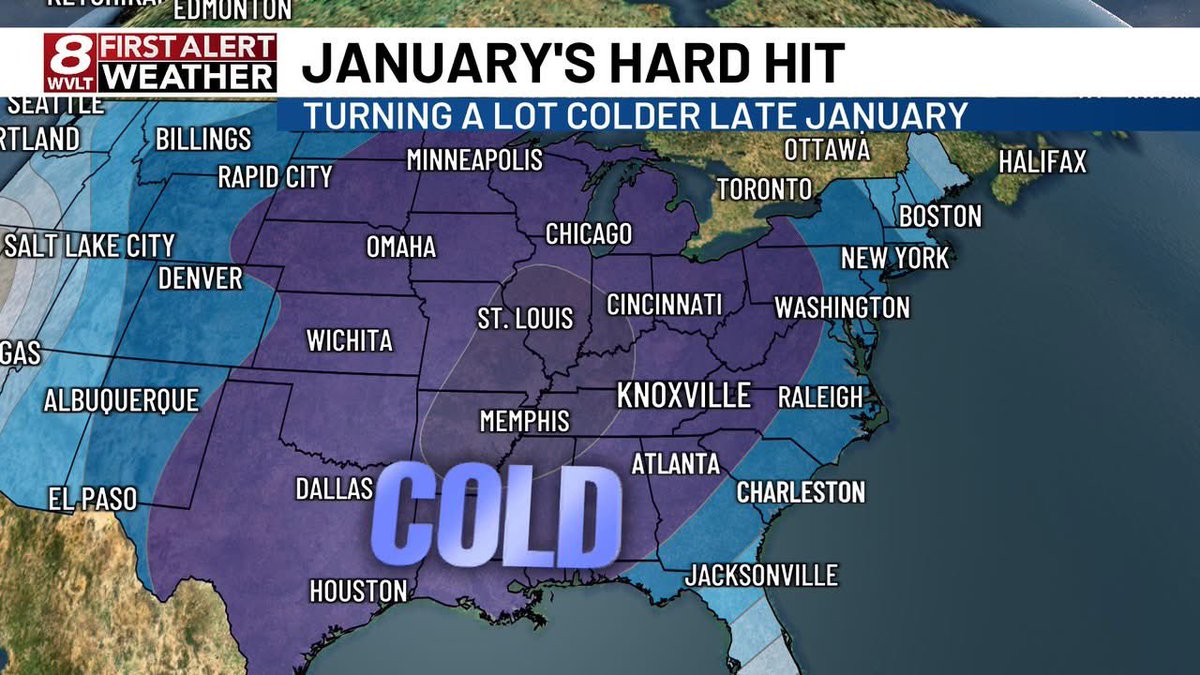 Dentonwx's tweet image. ANOTHER ARCTIC SURGE EARLY NEXT WEEK! More arctic air returns Monday through Wednesday behind this weekend’s cold front! (Jan 20-22nd)  

HOW COLD? Teens and 20s with single digit wind chills. #WVLTFirstAlert  #Brrr