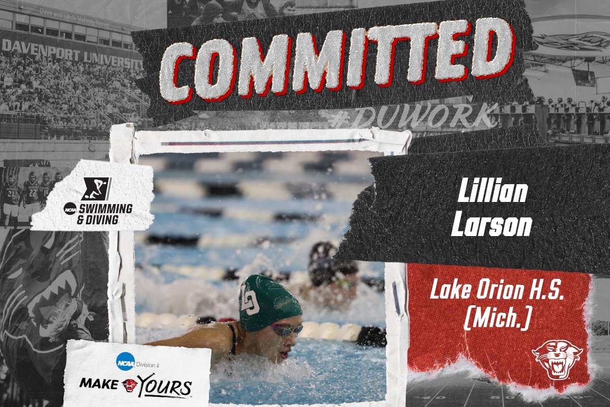 DUAthletics's tweet photo. Swimming and Diving Signing

Congratulations to Lillian Larson on her commitment to join the swimming and diving team at Davenport University! Larson comes to Grand Rapids from Lake Orion High School in Lake Orion, Michigan!

#DUWork #WelcomeToDU https://t.co/p5L9vB0pGy