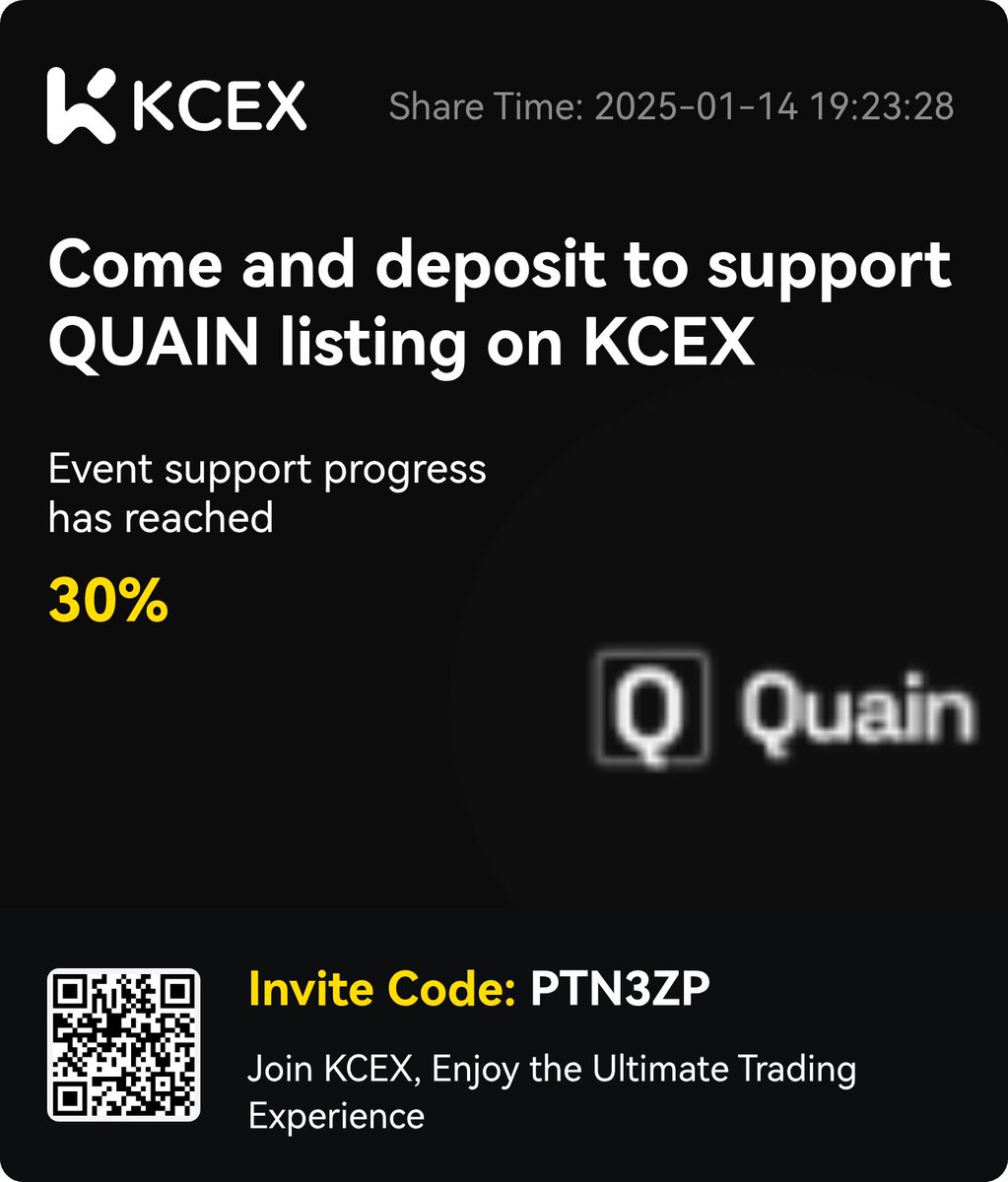 DEEEZNUUTS17's tweet photo. 🚀💎 Ready to ride the next big wave in crypto? $Quain is making its FIRST listing on KCEX! Deposit just $10 and join a powerhouse community that's growing stronger every day. Don't miss out—be part of the revolution! 🌍💰 #Quain #KCEX #DeFAI @quaindotcom
https://t.co/4KUDQD2bYw https://t.co/X7OJFWRegS