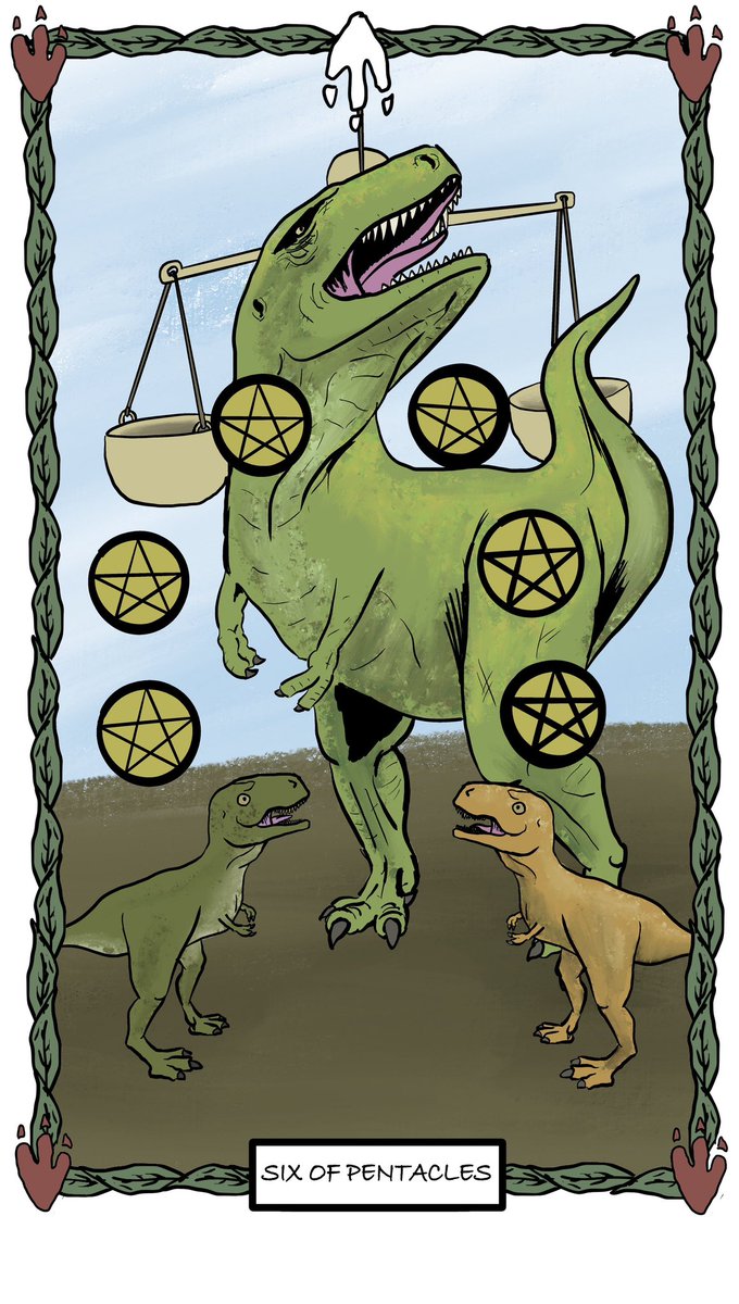 thatdrewhird's tweet photo. They’re nearly there. I am about to enter the final suit of my long long project, designing a #tarot set, comprised of dinosaur illustrations! Get ready for more news when I look to get them made and released! https://t.co/wGSXxclSzO
