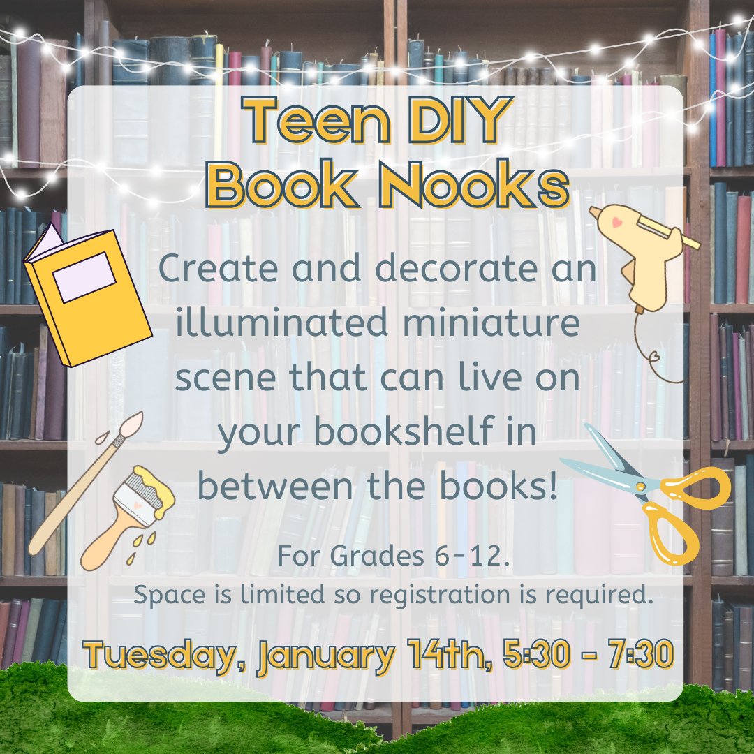 CanalFultonLIB's tweet photo. There's only a couple spots left in this evening's Teen Book Nook programming happening tonight at 5:30 PM!

Call the Information Desk at 330-854-4148 to register if interested! https://t.co/X3FyvqemHO
