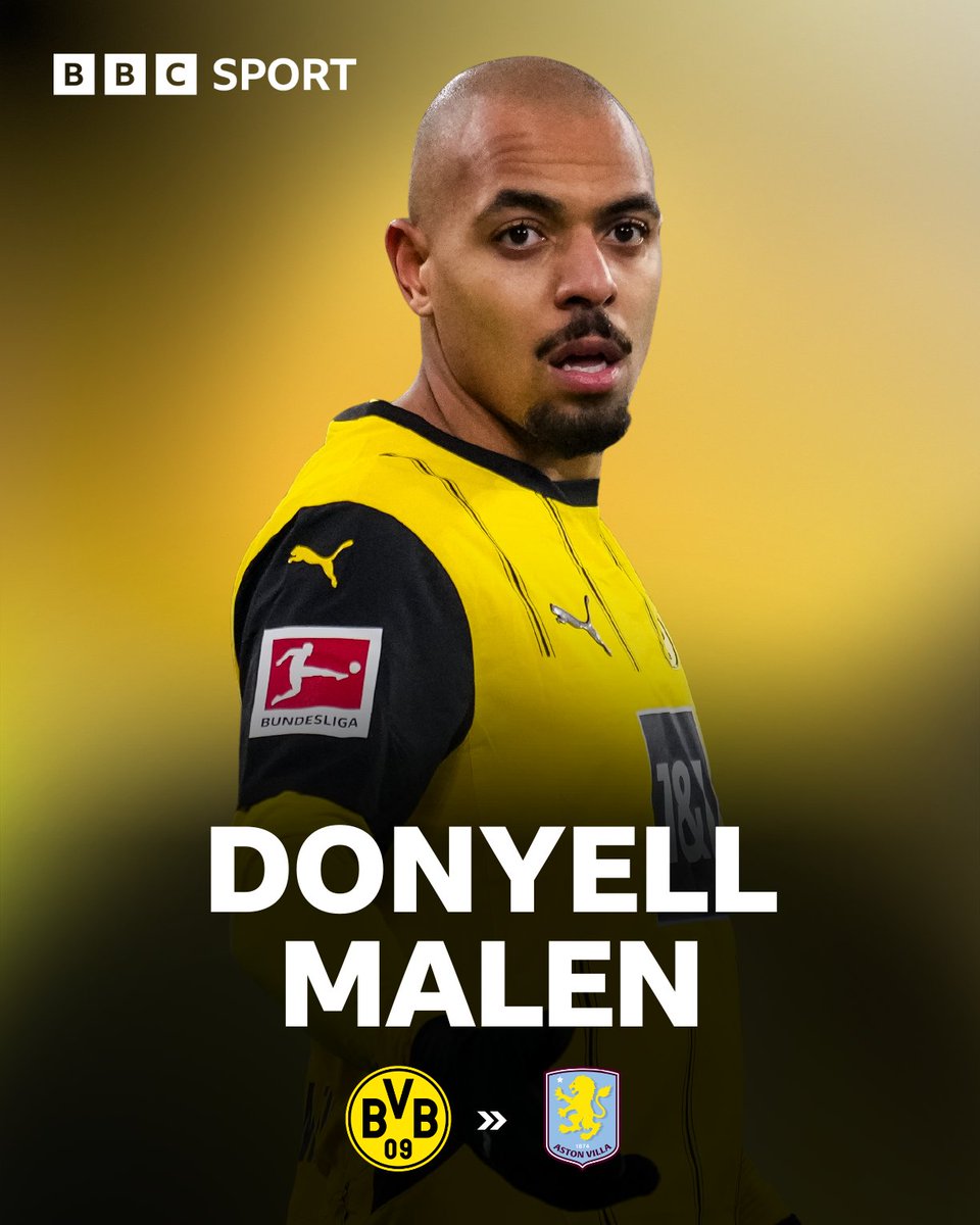 BBCSport's tweet photo. DONE DEAL ✍

Aston Villa have signed Donyell Malen from Borussia Dortmund ✅

#BBCFootball https://t.co/fWZH9XKVQc