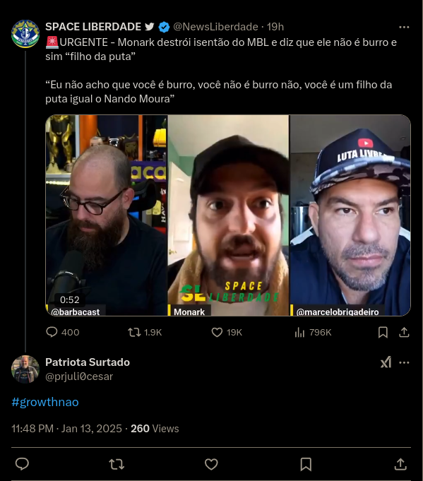 allandospanos's tweet photo. Quer dizer que os defensores da liberdade relativa estão pedindo para a Growth CANCELAR o @CascaGrossaReal porque ousou discordar do Monark?

VOCÊS SÃO CANCELADORES IGUAIS A EXTREMA ESQUERDA! EXATAMENTE IGUAIS!

O ódio do bolsonarismo é não serem eles os responsáveis por perseguir e prender opositores.