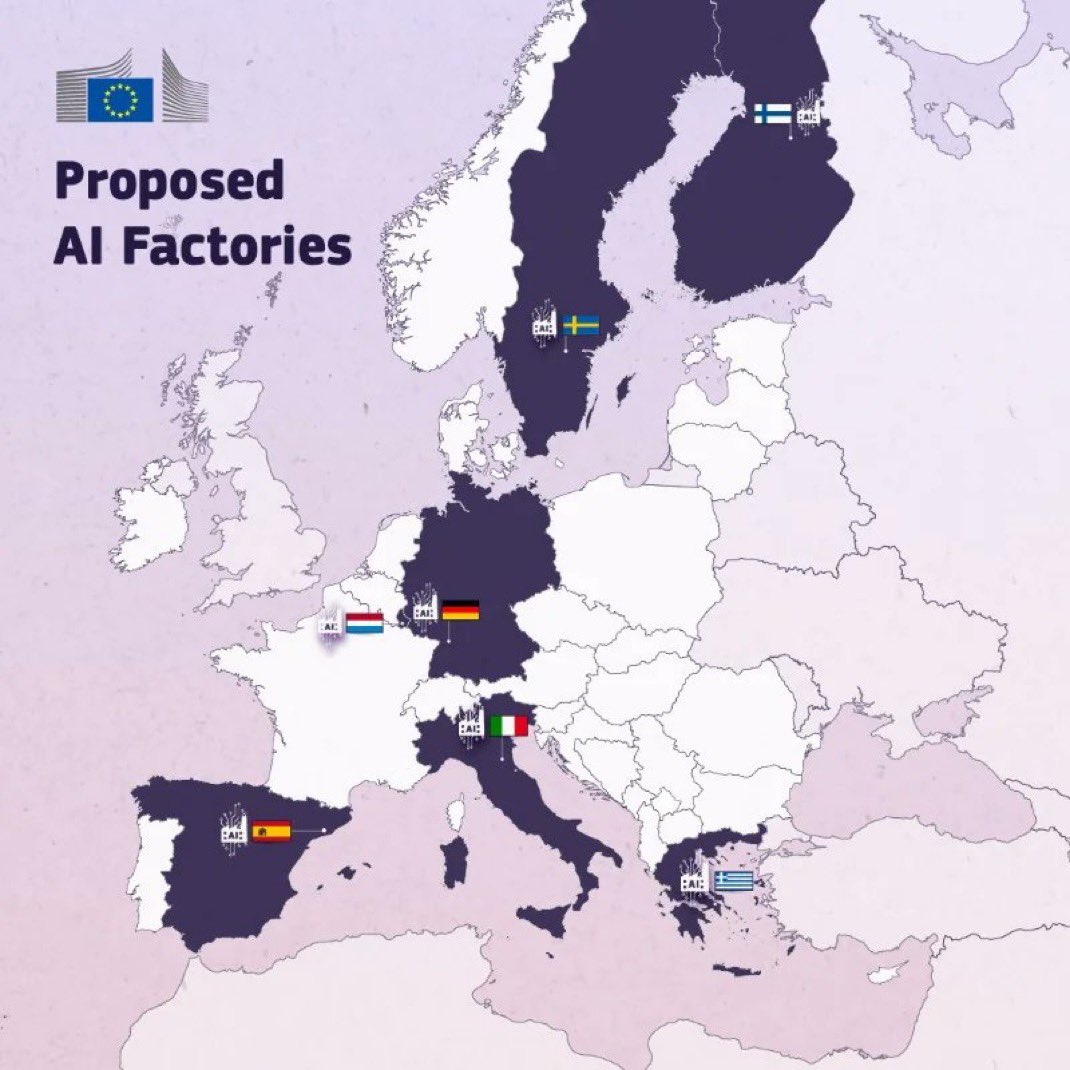 Antonin_FR_'s tweet image. Voilà où la Commission européenne souhaite installer ses centres IA avec super-ordinateurs.

Devinez qui est absente malgré son énergie décarbonée ?

« Instrument de notre puissance »… 🤡