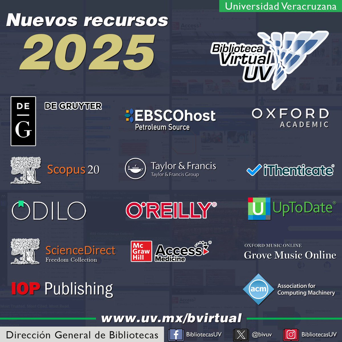 RegionalOz's tweet photo. #ComunidadUV este 2025 tu biblioteca virtual tiene nuevos contenidos para ti. Disfruta de música, lectura, vídeos y más.
Tienes alguna pregunta, comunícate con nosotros en el correo bv@uv.mx
¡¡No te los pierdas y accede ya!!
#UtilizaBiV #bibliotecasUV https://t.co/NQFHbPzXO8