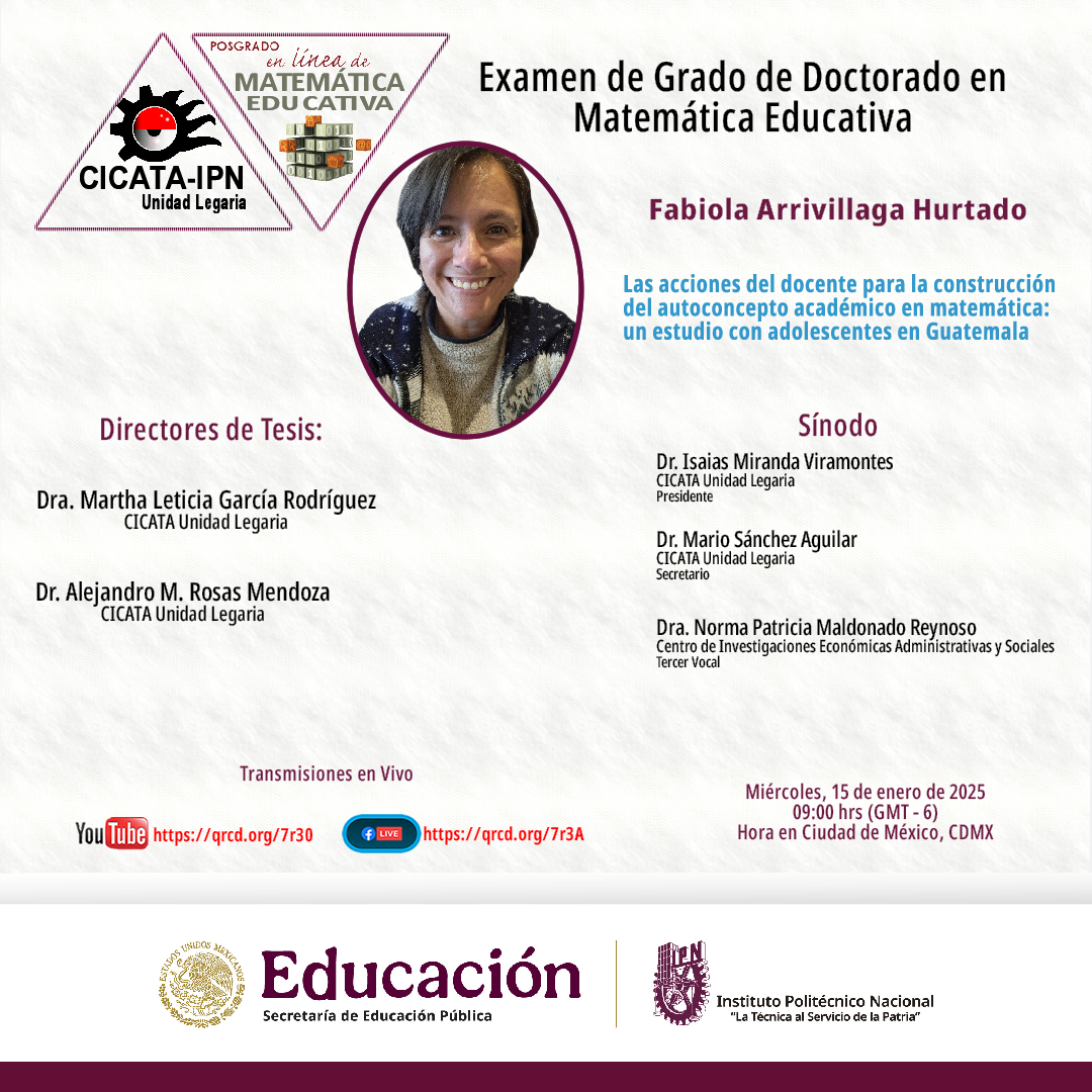 Estimada Comunidad, los invitamos a concluir el semestre B24 con la defensa de tesis de Fabiola Arrivillaga, alumna de nuestro programa de doctorado
#SomosProME
#politécnicosdecorazón
