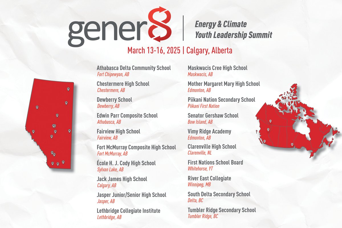 insideeducation's tweet photo. It's time to meet the schools who will be attending the #gener8summit in #yyc this March!
Weโre grateful to showcase a diverse array of schools from urban, rural & Indigenous communities & thrilled to have 5 non-Alberta teams for the first time!
Congratulations to all 20 teams! https://t.co/05UzXRml8z