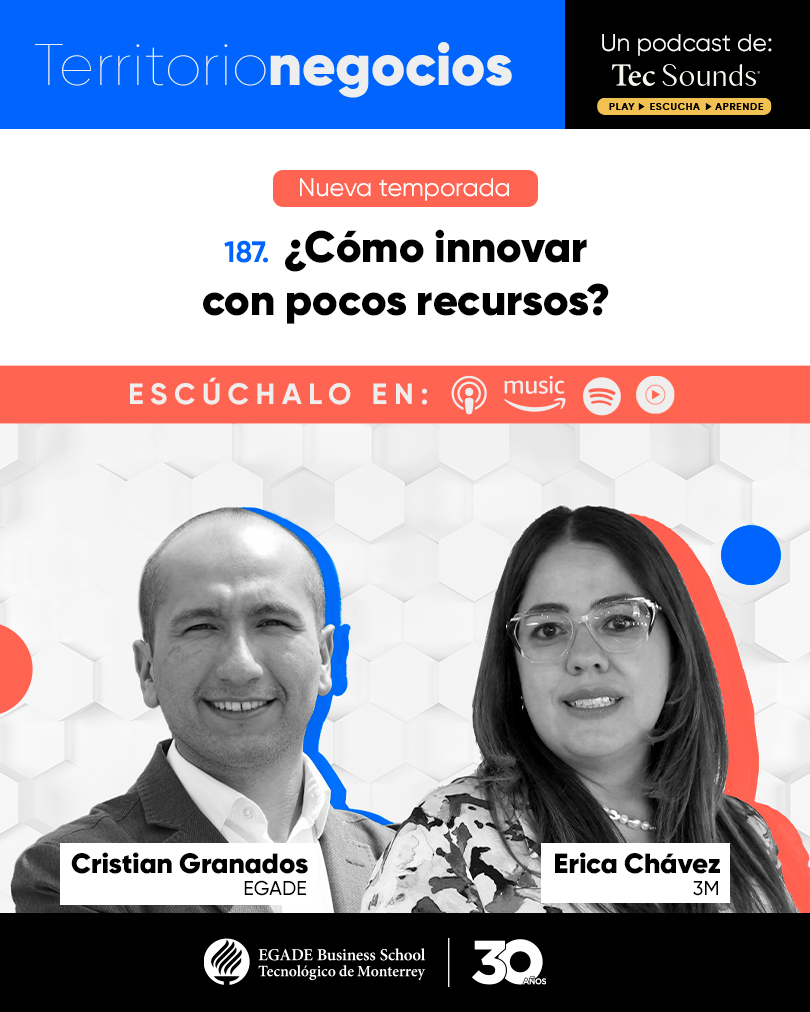 📣 ¡Nueva temporada! #TerritorioNegocios 🎧 spr.ly/6011anXDx ¿Cómo hacer más con menos? Casos como Ben &amp; Frank y Rappi demuestran que las #pymes pueden encontrar oportunidades de #innovación con creatividad.

🎙️ <a href="/crisgranadoss/">Cristian Granados</a> de #EGADE
🎙️ Erica Chávez de <a href="/3M/">3M</a>