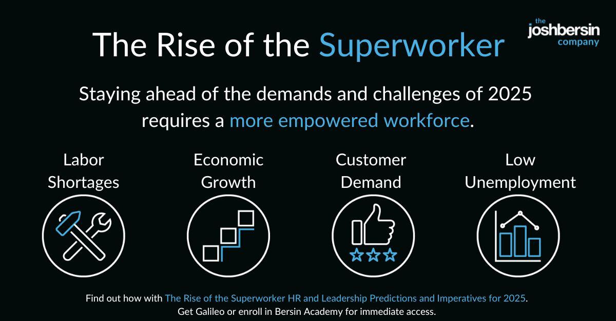 The Rise of the Superworker: HR and Leadership Predictions and Imperatives for 2025:
Companies must shift focus from using AI to decrease headcount to using it to create an empowered workforce that dramatically increases business outcomes.
hubs.ly/Q032v7Pn0