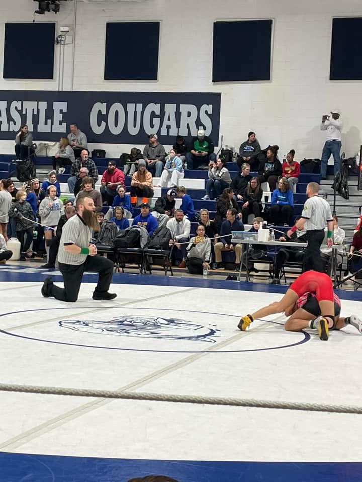 CoachBrainard's tweet photo. Great day of officiating at the first ever Lady Cougar Wrestling Invitational hosted by Delcastle. https://t.co/HDhHSZ53Yj