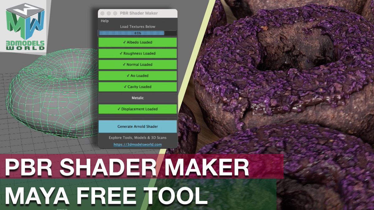 3DModelsWorld's tweet image. Want automatic shader creation? PBR Shader Maker for Maya will do just that! No more repetitive task! 

How to use: m.youtube.com/watch?v=vIH_k0…
#AutodeskMaya #mayatutorial
 #cgi #PBRShader