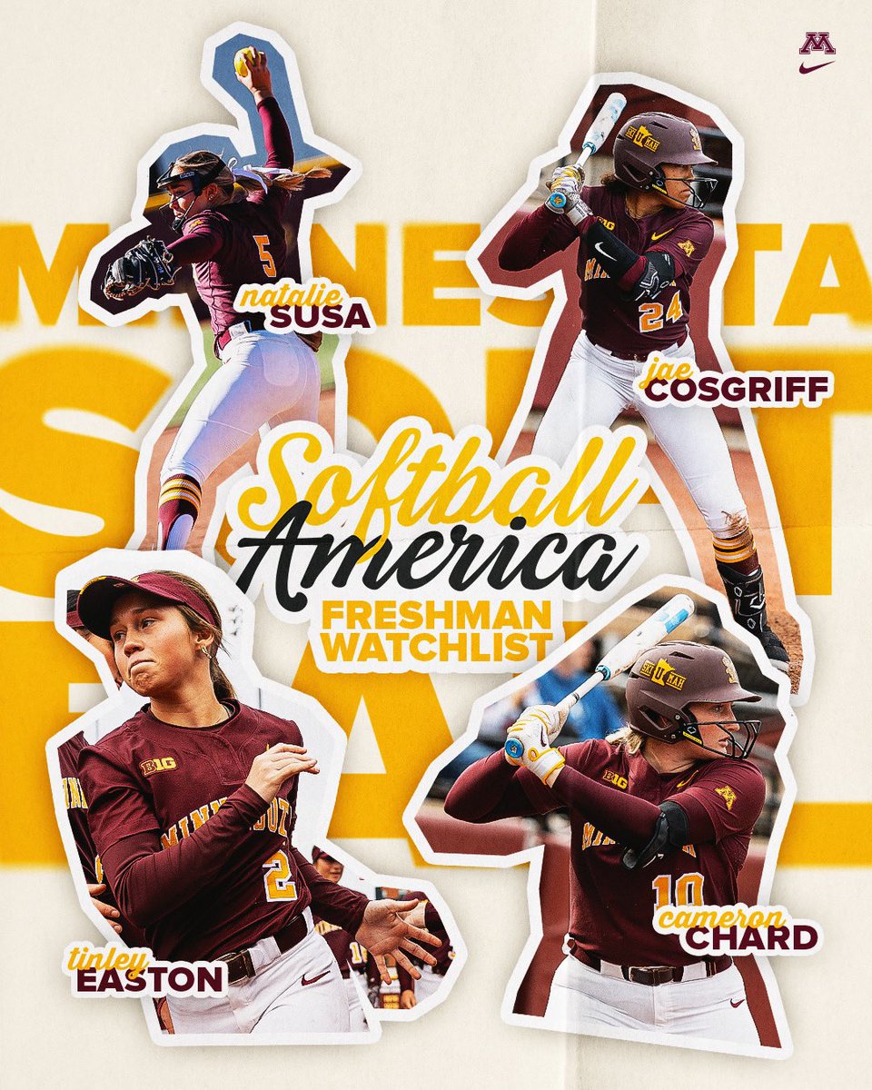 Ready to make in Impact🚨

Our Freshmen were named to the <a href="/SoftbalAmerica/">Softball America</a> Freshman Watch List!

📜 - shorturl.at/4JKuI

#SkiUMah | #Gophers〽️