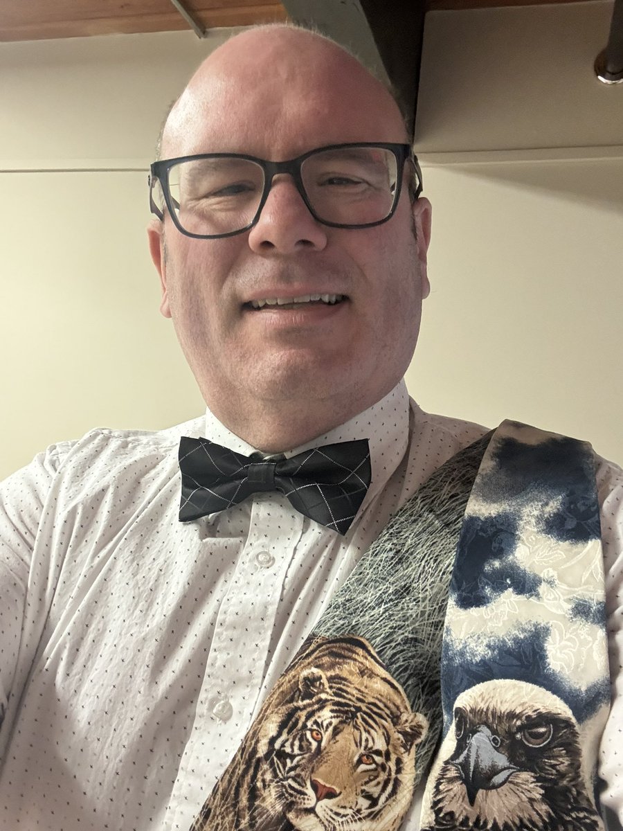 technolandy's tweet image. I chose my #bowtietuesday selection based on tomorrows #blackexcellenceday (thanks blackexcellenceday.ca ) but a student also brought me some new years ties: “saw them and knew you had to have em” 🧡