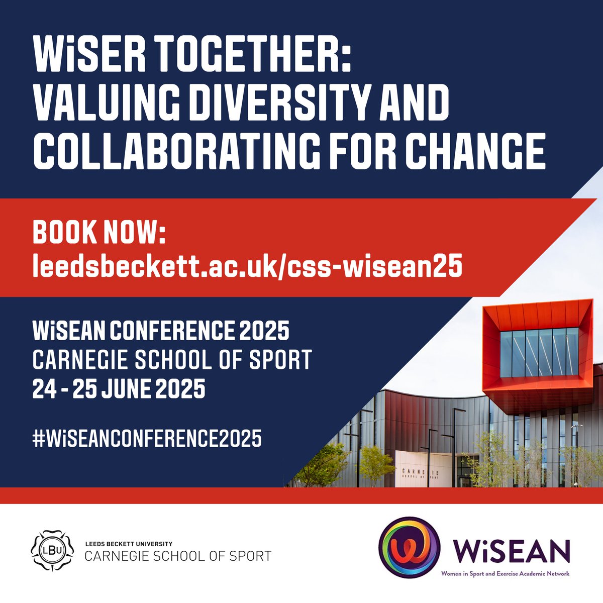 Women in Sport and Exercise Conference 2025 (@wiseconf) on Twitter photo Not too late to register for #WiSEANCONFERENCE2025 <a href="/leedsbeckett/">Leeds Beckett</a>
The conference theme recognises that sharing knowledge across disciplines enables addressing contemporary challenges and societal concerns about women in sport and exercise while identifying possible solutions. Not too late to register for #WiSEANCONFERENCE2025 <a href="/leedsbeckett/">Leeds Beckett</a>
The conference theme recognises that sharing knowledge across disciplines enables addressing contemporary challenges and societal concerns about women in sport and exercise while identifying possible solutions.