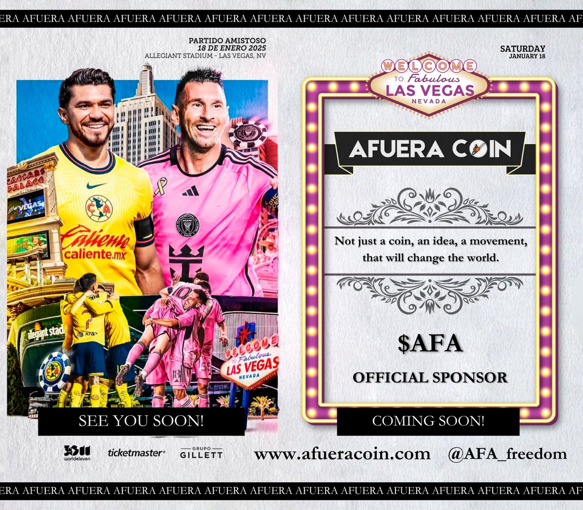 AFUERA COIN making history as the first cryptocurrency to be an official sponsor at a world-class event in Las Vegas.

We are very happy to announce that the official @worldeleven_ok account announced us as their official sponsor.

You can follow the story on their Instagram.
