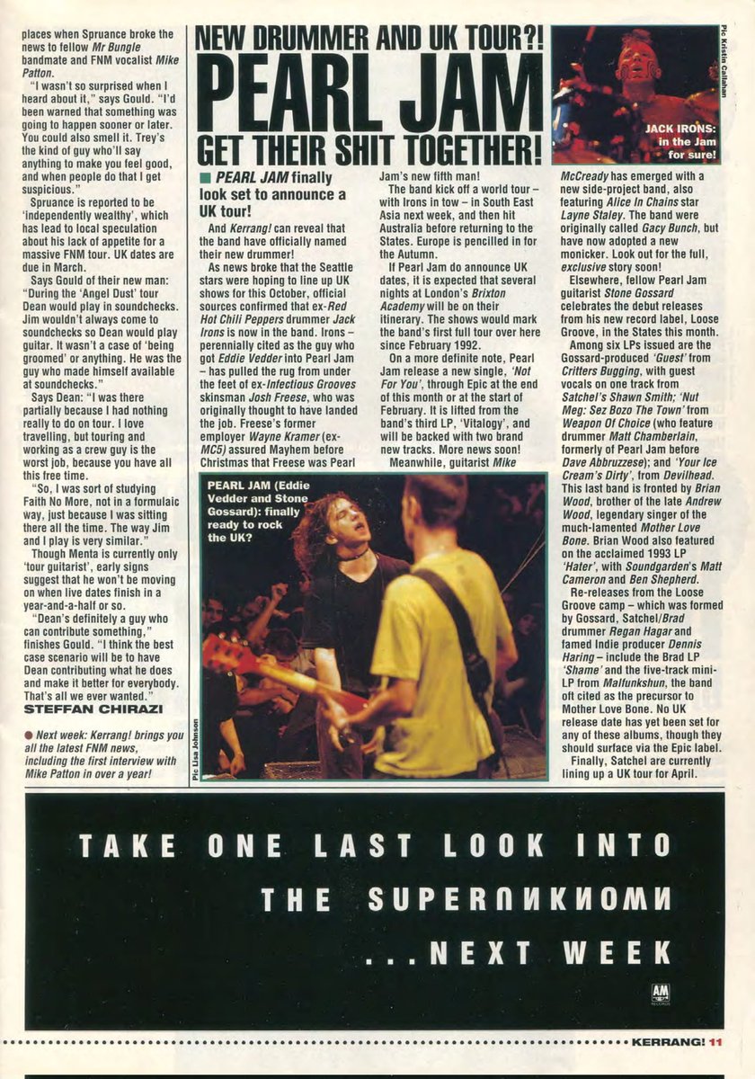 OldKerrang81's tweet photo. January 14, 1995

KERRANG MAYHEM: FAITH NO MORE, PEARL JAM https://t.co/w7tuMuQBAI