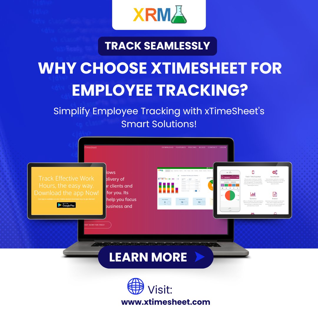 xrmlabs's tweet image. Track smarter, not harder! 🕒✨ With xTimeSheet, employee tracking has never been this seamless. 💼
Learn more: xtimesheet.com

#EmployeeTracking #TimeManagement #WorkplaceSolutions #SmartWorkflows #xTimeSheet