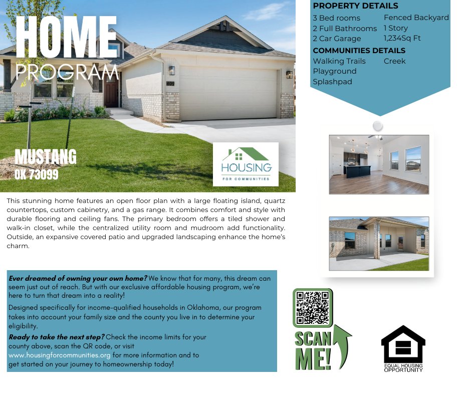 H4Cinc's tweet photo. Our second listing for our HOME program is a stunning home also located in the Mustang area! Check out our website to learn how you can apply! 

#HOMEprogram #Housing4communities #affordablehousing https://t.co/FiH3WpmGYG