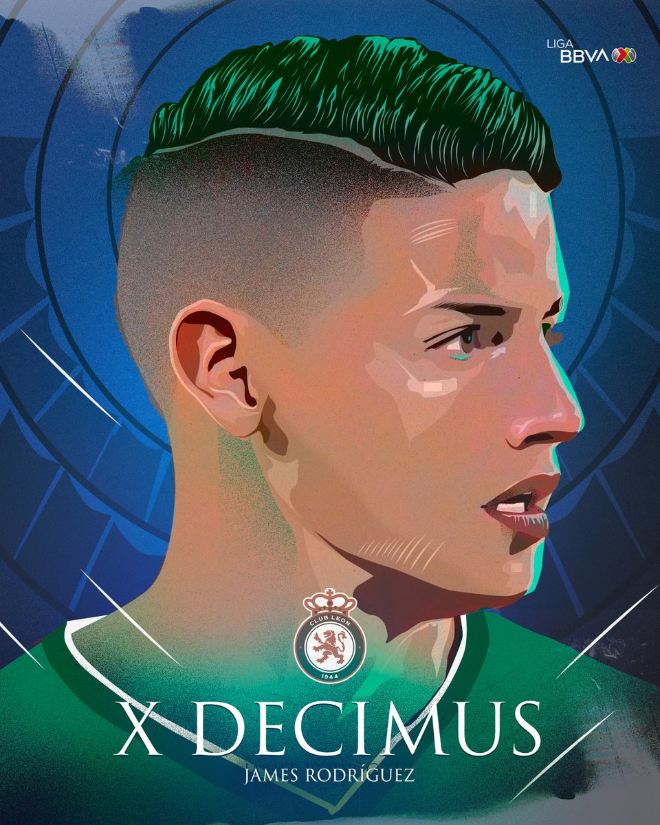 LigaBBVAMX's tweet photo. ¡Qué chimba ya hay en @clubleonfc!🦁🇨🇴

Y la que va a armar la La Fiera con @jamesdrodriguez moviendo los hilos del medio campo 🧵, ¿O no, parces?😮‍💨

👨🏼‍🎨: @rockvrs. https://t.co/5ZRgOak4k0