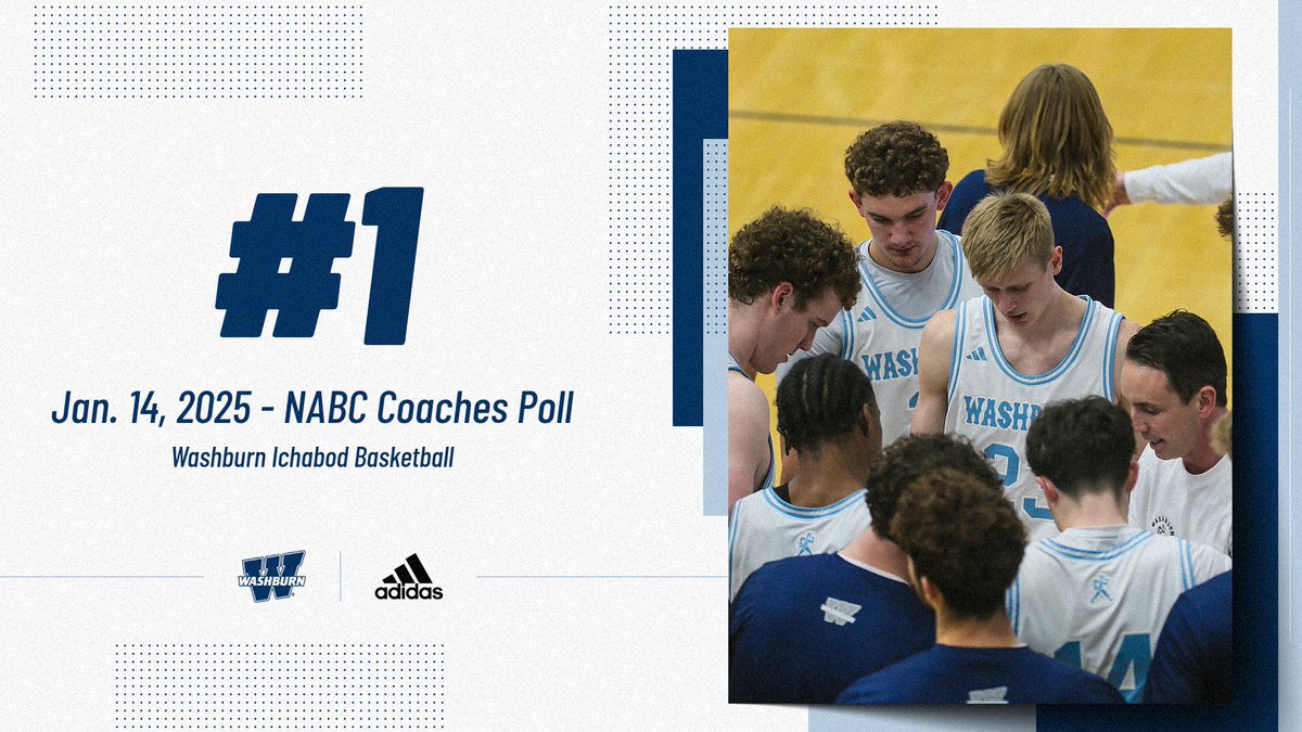 Washburn Athletics (@wusports) on Twitter photo The Washburn <a href="/IchabodMBB/">Washburn MBB</a> team moves up to No. 1 for the first time since Jan. 27, 1992 in the latest NABC Top 25 Coaches Poll #GoBods wusports.com/news/2025/1/14… The Washburn <a href="/IchabodMBB/">Washburn MBB</a> team moves up to No. 1 for the first time since Jan. 27, 1992 in the latest NABC Top 25 Coaches Poll #GoBods wusports.com/news/2025/1/14…
