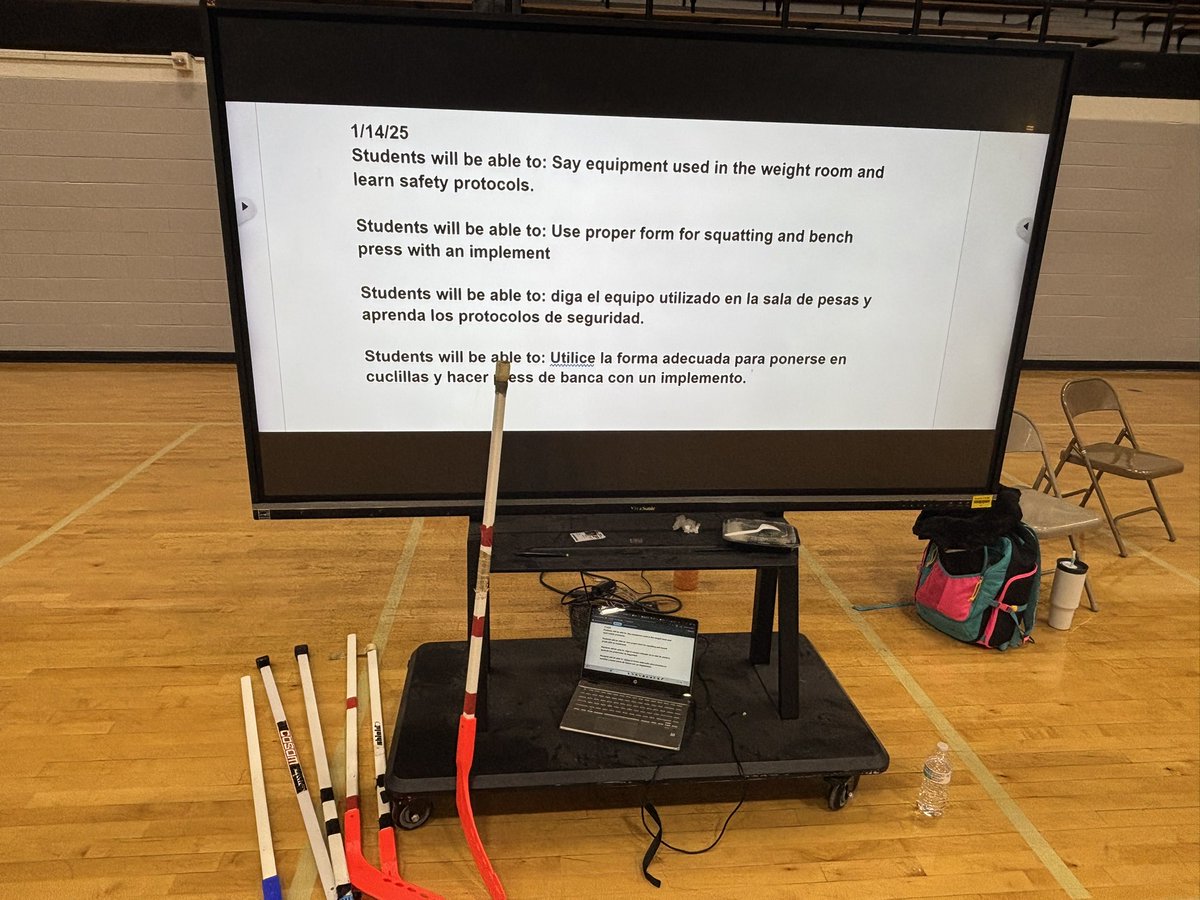 PermianHSPE's tweet photo. Something new for our classes in PE this week! 
Getting comfortable in the weight room and learning proper technique for squatting! 
🏋️‍♀️💪
@ecisdhpe @CoachDivaDay @drliliananez @Permian_GoMOJO https://t.co/hhzErteNZ1