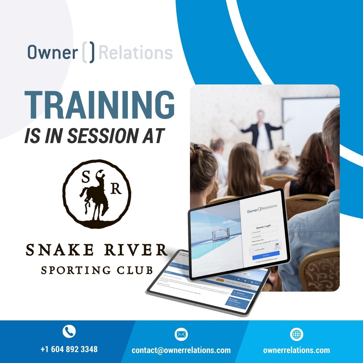 OwnerRelations's tweet photo. Our team is excited to be training the amazing team at Snake River Sporting Club on how to use our system effectively. We're committed to ensuring everyone gets the most out of our platform!
#OwnerRelations #HospitalityTech #Training https://t.co/Xzb3rpkM0c
