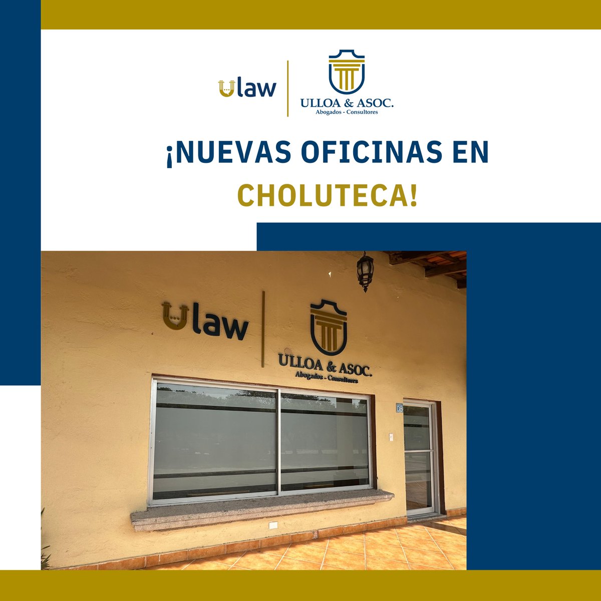 UlloayAsociados's tweet photo. Les anunciamos la apertura de nuestra nueva oficina en #Choluteca, consolidando así nuestra tercera ubicación en #Honduras.

Gracias a nuestros clientes por su confianza, que nos permite seguir creciendo en la región.

#Abogados #ULaw #LegalmenteSocios #UlloayAsociados https://t.co/iVxSJkgFYB