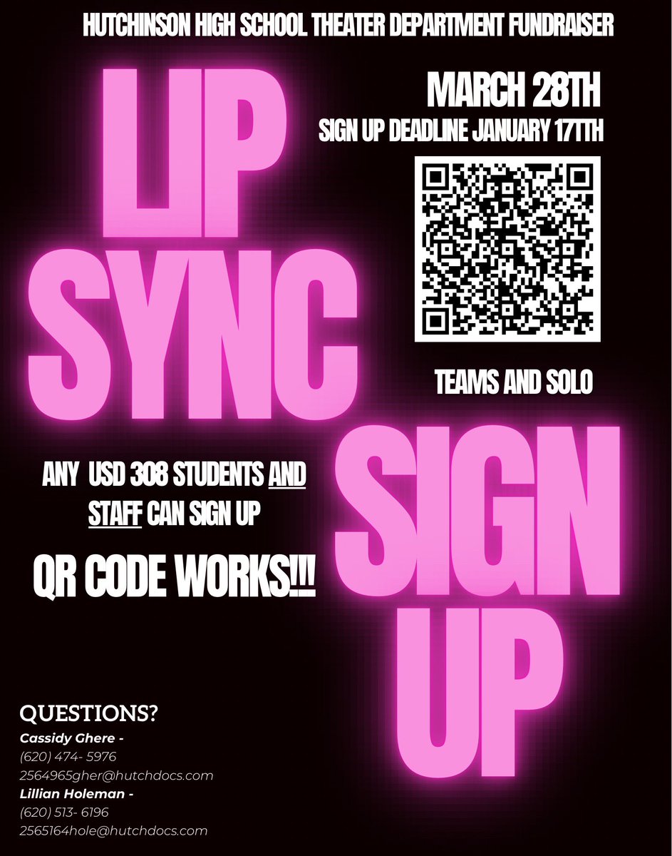 Sign up and help with the fundraiser for the theatre department!!!