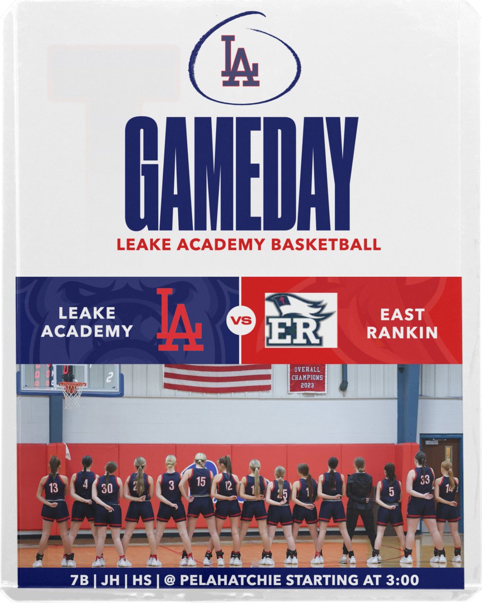 GAMEDAY!! #LABasketball 
🆚 East Rankin
📍Pelahatchie 
⌚️7B|JHG|JHB|HSG|HSB Starting at 3:00
🏀 HSG 25-0 (6-0 District)
🏀 HSB 14-6 (4-2 District)