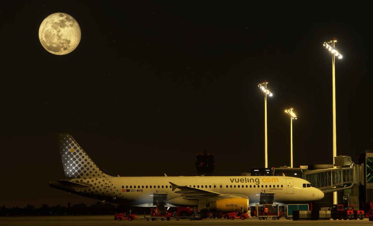 PilotFly04's tweet image. On stand 234 at BCN after arriving from Bordeaux this evening as VLG51AF on @vatsim 

The moon is well and truly on show tonight🌕✈️

@vatsimSpain @Virtual_VLG