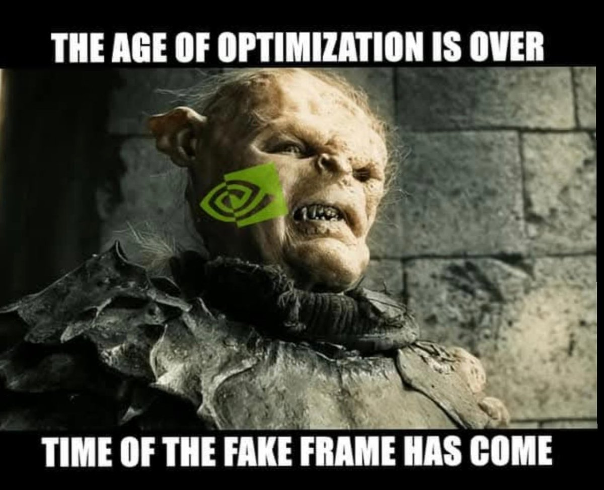 Aish2004Gupta's tweet image. NVIDIA out here like: 'Who needs real frames when you’ve got fake ones?' 🤡 DLSS 3 be like: Fake it till you make it. #Gaming #NVIDIA #DLSS3