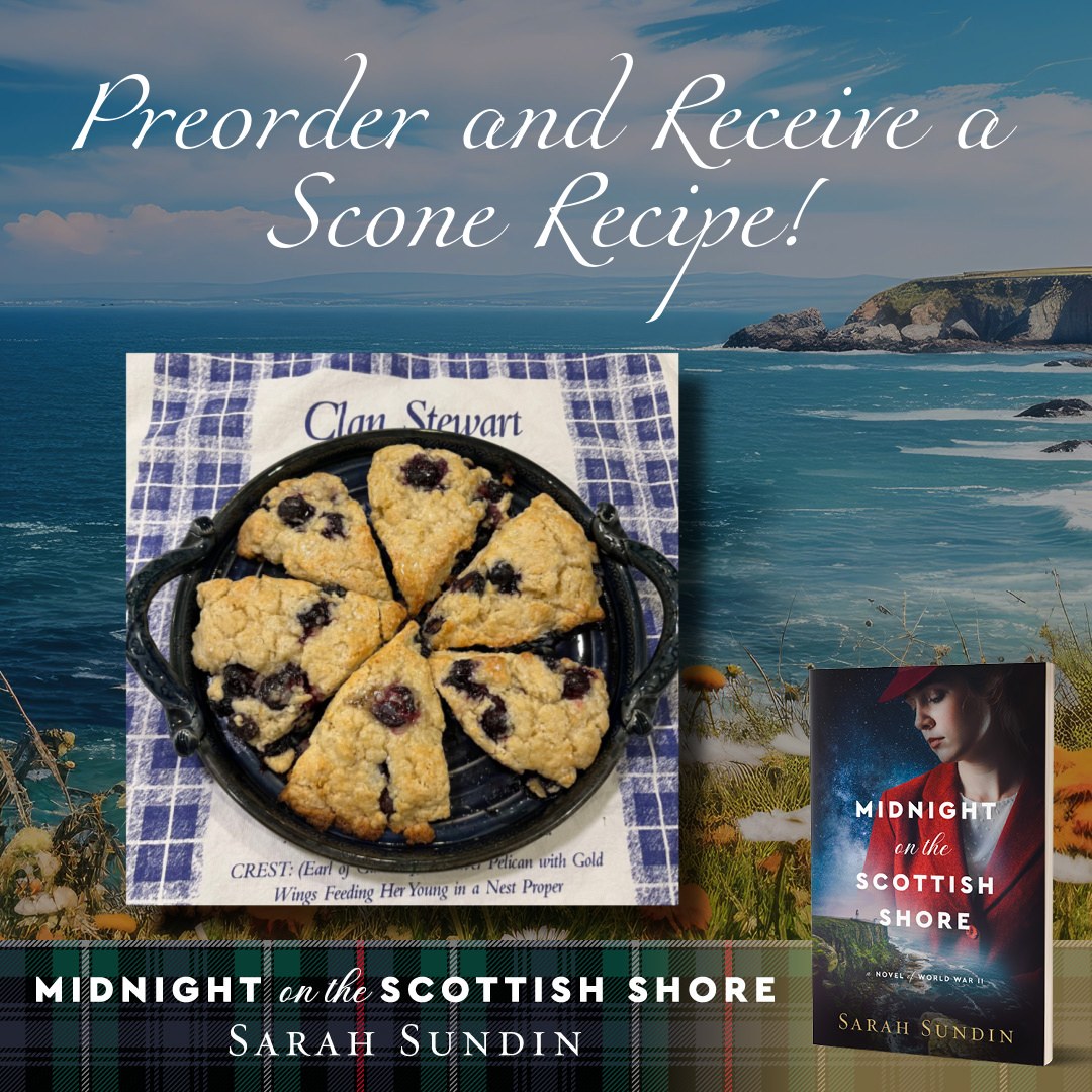 In WWII Scotland, lemons weren't available - but these lemon blueberry scones are so amazing, I included them in the Midnight on the Scottish Shore preorder goodies anyway! Preorder &amp; enter by Feb. 3, 2025, to receive this recipe - and more! sarahsundin.com/preorder-midni… <a href="/RevellBooks/">revellbooks</a>