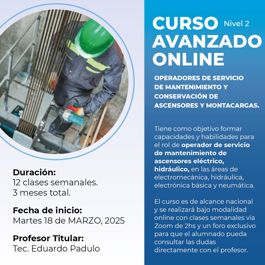 ITEEA_'s tweet photo. Curso avanzado de mantenimiento de ascensores. Aprende lo último en electromecánica, hidráulica y más. ¡Inscríbete ya!
https://t.co/ItWOSI7CC7

#ITEEA #Ascensores #Capacitación #Ingeniería https://t.co/sDQo7QRuCA