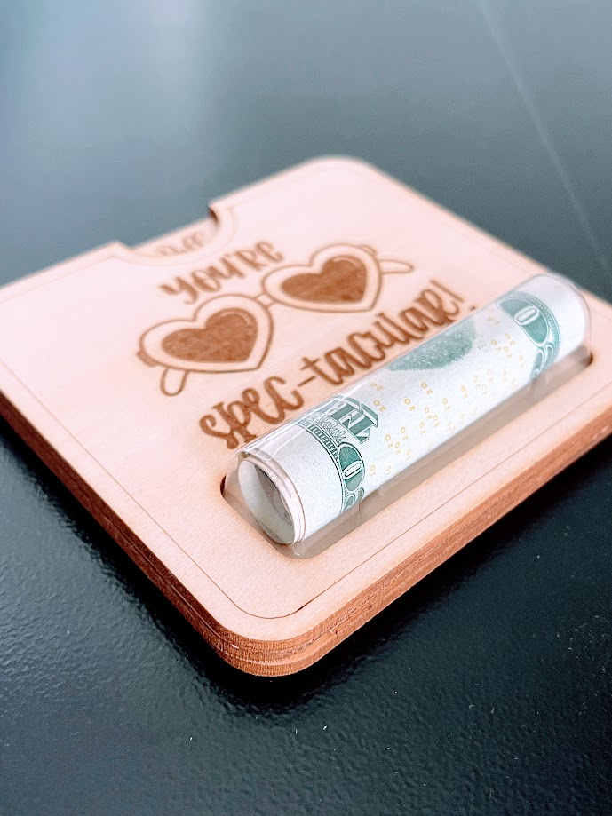 A customizable laser-engraved money holder is the perfect way to present cash in style. It features a secure dome and a heartfelt message!  partyshopbygenny.etsy.com/listing/170623… #moneyholder