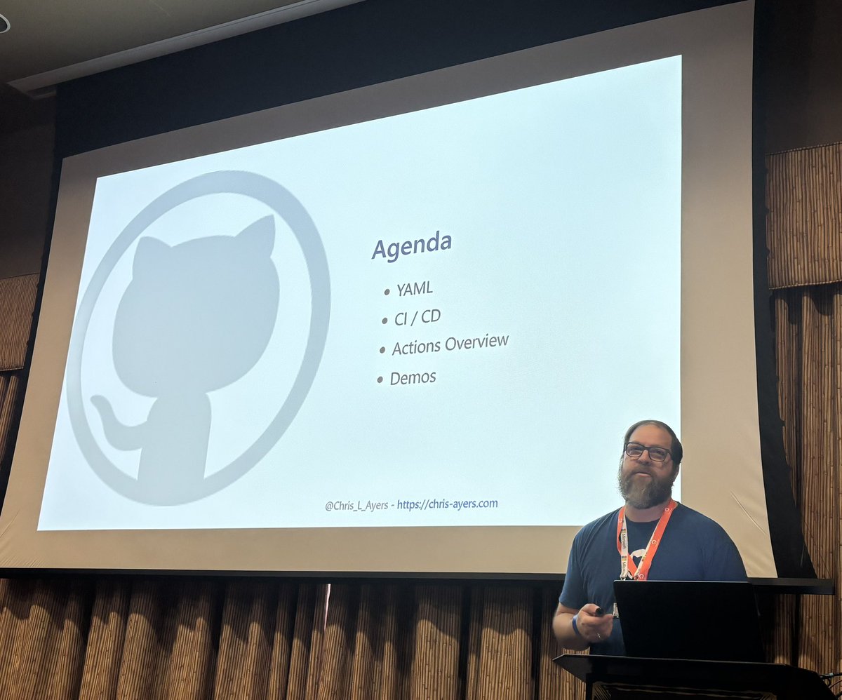 OtherDevOpsGene's tweet photo. This afternoon’s precompiler @codemash is @Chris_L_Ayers with Real World CI/CD with GitHub Actions: Beyond Basics #CodeMash2025 https://t.co/lqoMF6H574