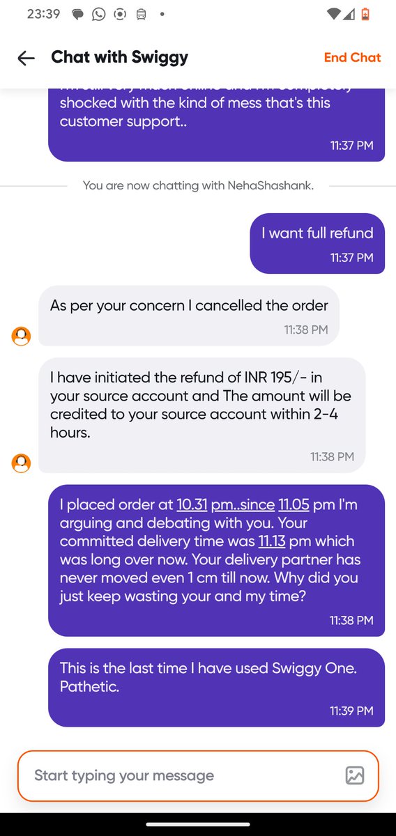 LogicScience's tweet photo. @SwiggyCares @Swiggy Absolutely shameful. Now I understand why people don't prefer Swiggy anymore. I use Swiggy literally 20 times in a month. Only Zomato next. https://t.co/xotLDLooWf