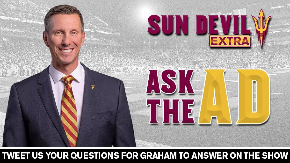 Sun Devil Radio Network (@sundevilpbp) on Twitter photo Ask The AD! Tweet us your questions for <a href="/GrahamRossini/">Graham Rossini</a> and <a href="/braidenbellpxp/">Braiden Bell</a> to answer in this weeks episode of Sun Devil Extra. What's on your mind Sun Devils?
#ForksUp #O2V Ask The AD! Tweet us your questions for <a href="/GrahamRossini/">Graham Rossini</a> and <a href="/braidenbellpxp/">Braiden Bell</a> to answer in this weeks episode of Sun Devil Extra. What's on your mind Sun Devils?
#ForksUp #O2V