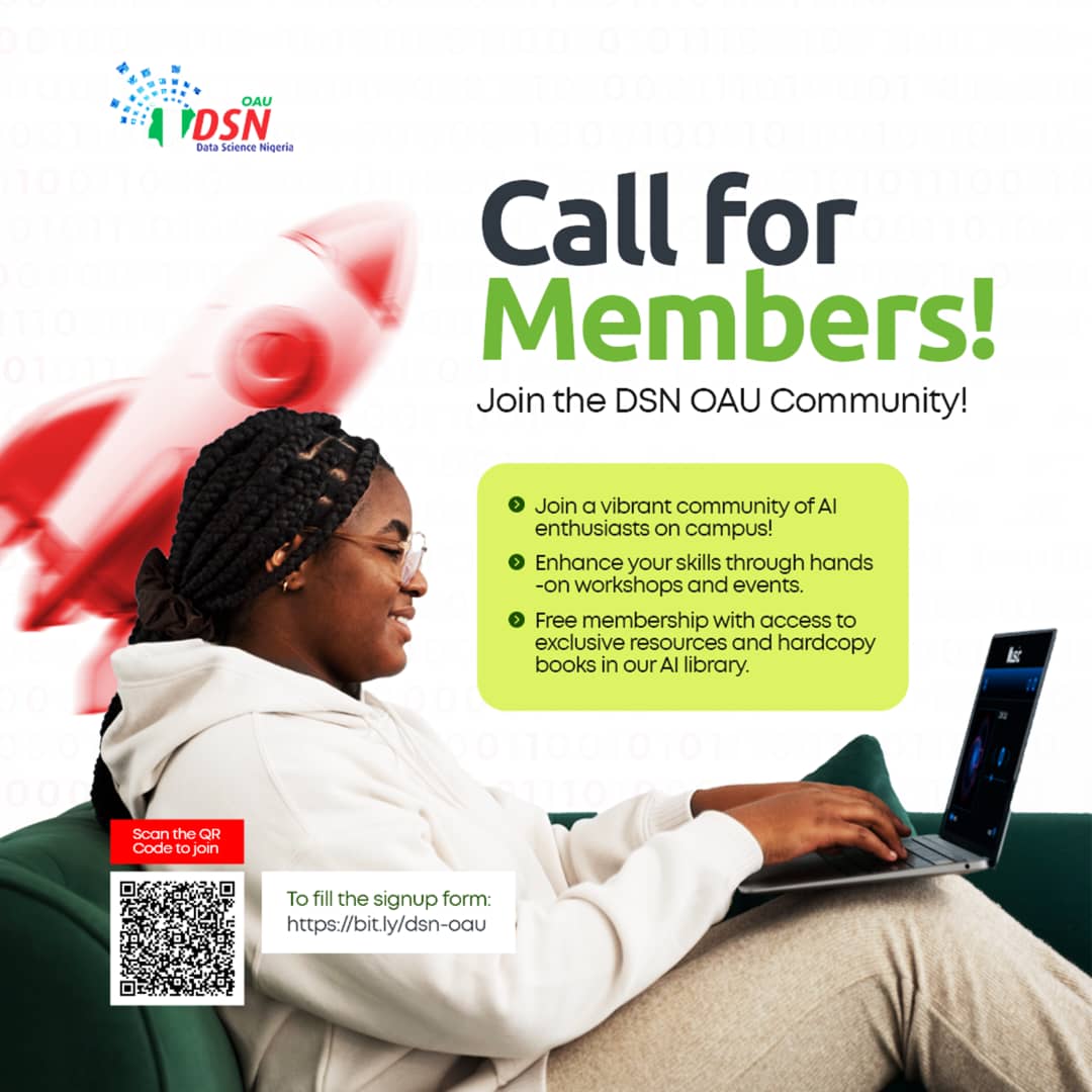 AIplus_OAU's tweet photo. DSN OAU: Sleep mode Deactivated! 
After a brief hiatus, the Data Science Nigeria OAU is now active!💃🏽💃🏽

Whether you're new to data science or an enthusiast, DSN OAU welcomes you to join our community.

To join us, click the link below and fill the form. 
https://t.co/i9trMBUNE4 https://t.co/LiSkNcXcN2