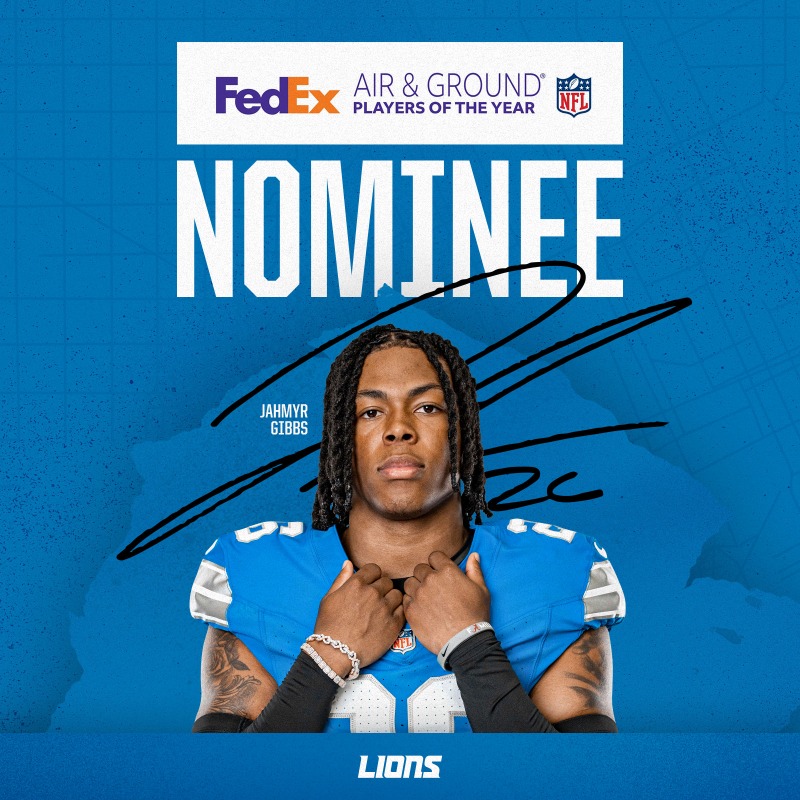 Lions's tweet photo. Jah is up for the 2024 @fedex Air &amp; Ground Player of the Year! Cast your vote for him today!