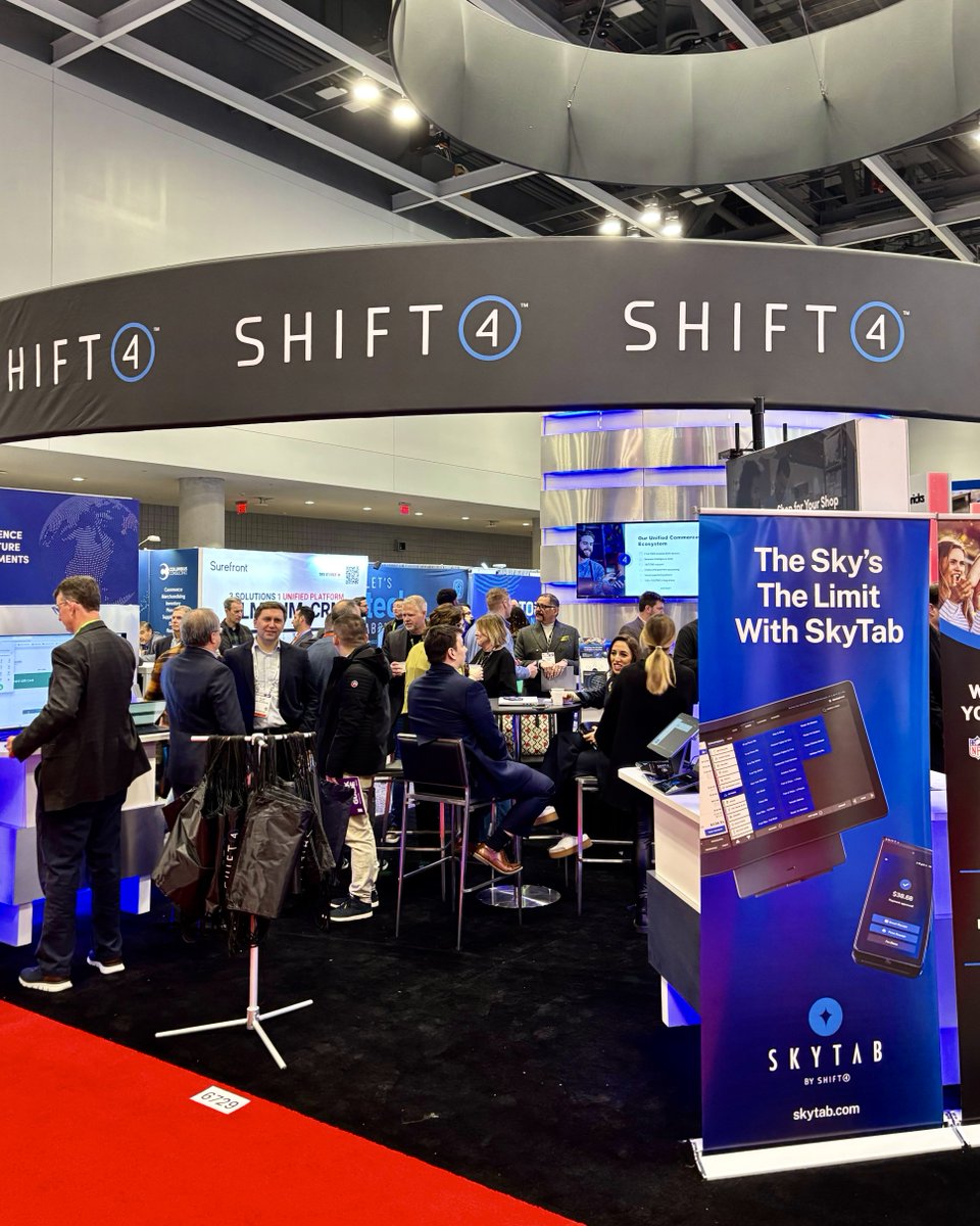 Shift4's tweet image. It’s the last day of #NRF2025, and we’ve had such a great time connecting with so many amazing people. If you haven’t stopped by yet, there’s still time to:

👉 Explore Shift4’s omnicommerce solutions at booth 6729
👉 See @SkyTabPOS in action at booth 129

We look forward to…